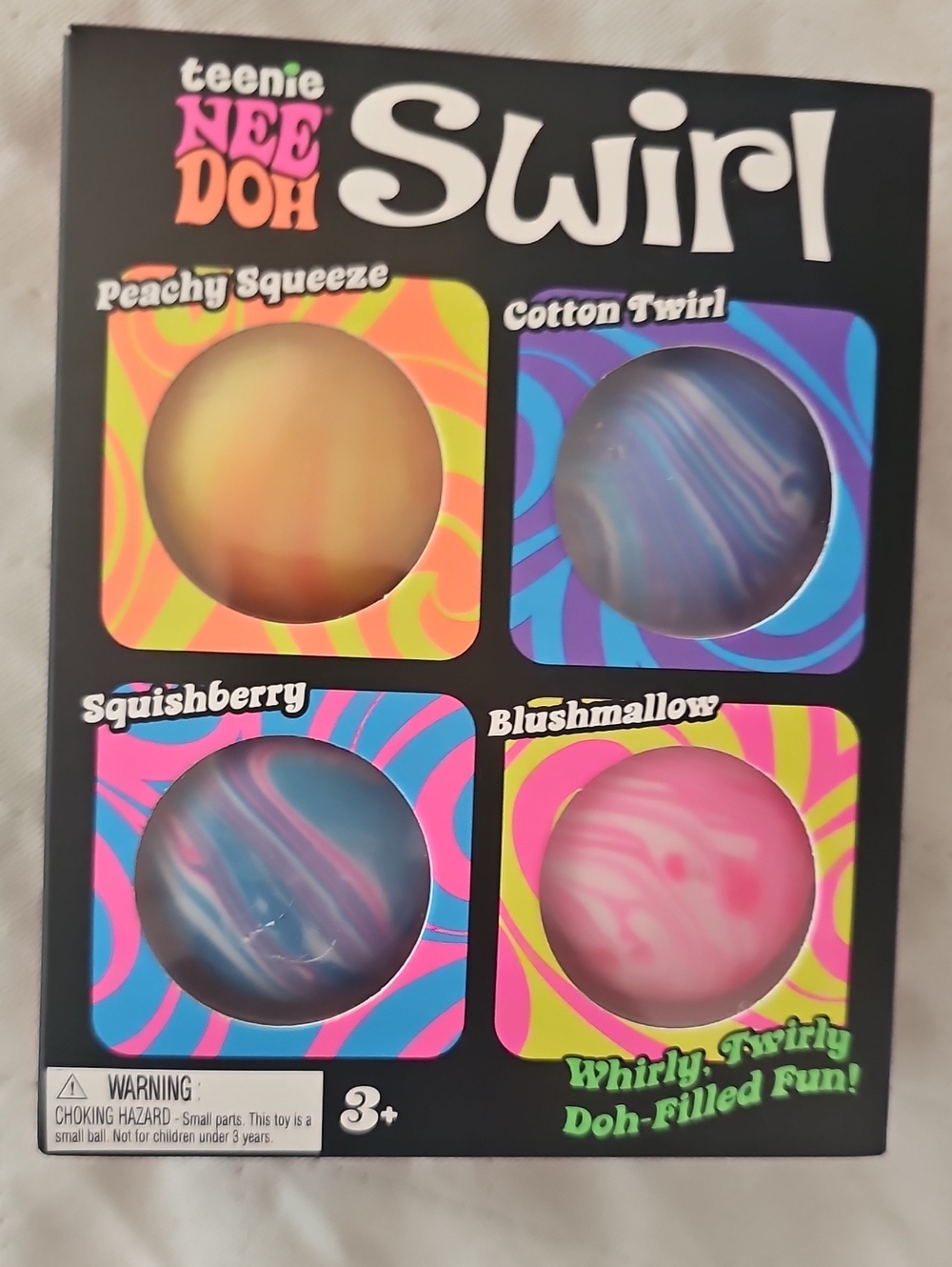 Nee-Doh Swirl Kids Toy Set – Peachy, Blue, Pink Swirl